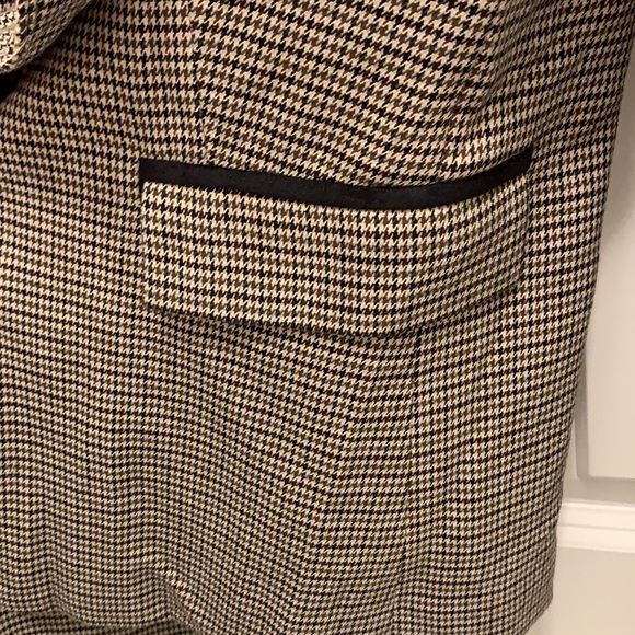 NWT- The Savile Row Co London Blazer Houndstooth Womens Small Elbow Patches- Tan - Picture 6 of 13